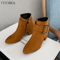 fxycmmcq size 35 43 slim ankle boots autumnwinter new chunky martin boots elegant versatile shoes for women 0885 1