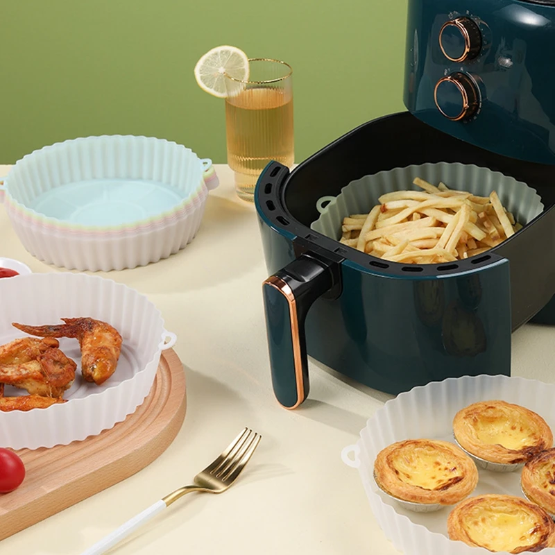 

Air Fryer Silicone Pot Air Fryers Oven Baking Tray Fried Pizza Chicken Basket Mat Square Round Replacemen Grill Pan Baking Tools