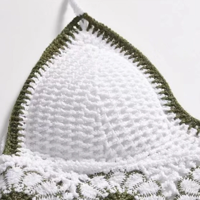 Женский этнический вязаный крючком топ с вышивкой на шее