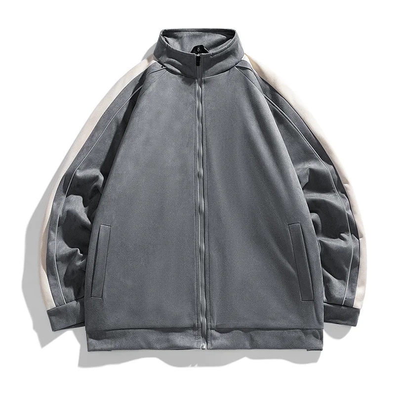 Осенние мужские кожаные куртки из замши пальто на молнии с большими карманами и