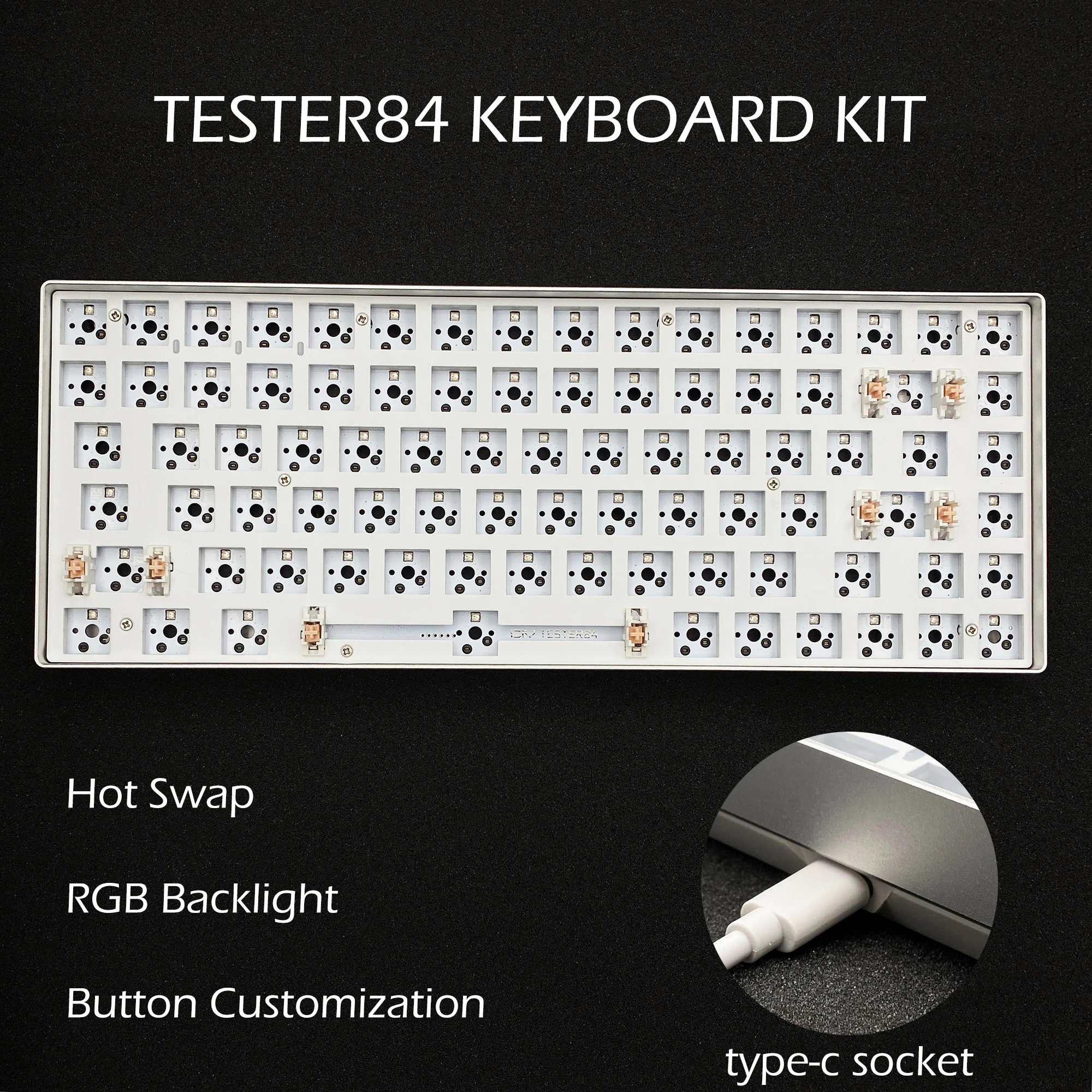 Enlarge ZUOYI CIY84 Custom Mechanical Keyboard Kit DIY Wired Hot Swappable 3/5pin Switch RGB Backlit LED NKRO Programmable Metal for Mac