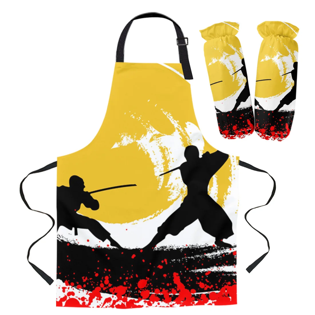 

Samurai Ink Painting Sword Art Kitchen Kitchen Aprons Bibs Household Cleaning for Aprons Women Home Cooking Accessories Apron