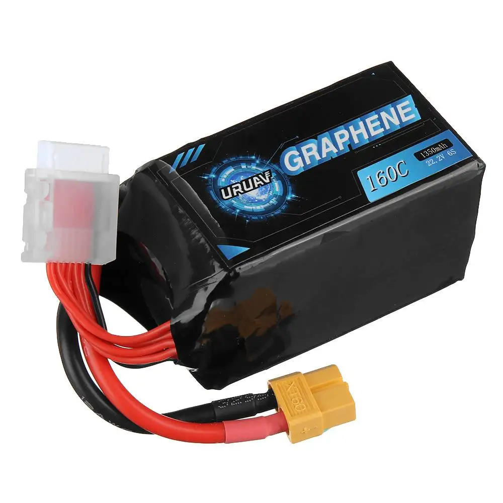 

URUAV Графен V2.0 22,2 V 1350mAh 160C 6S Lipo батарея XT60 разъем FPV гоночная камера очки Дрон батарея Замена аксессуары