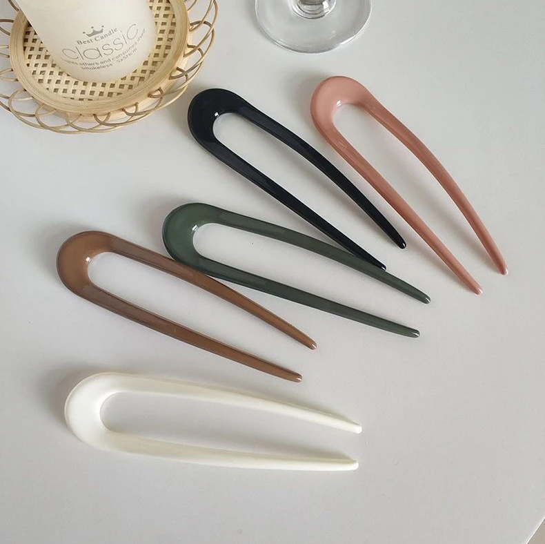 

1 шт. элегантная простая U-образная пластиковая шпилька для женщин, палочки для волос карамельных цветов, держатель для пучка волос, заколка-...