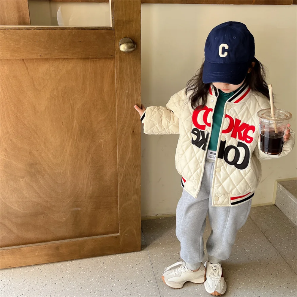 Children's Autumn and Winter Casual Baseball Clothing Warm Girls Long-sleeved Fashion Jacket Birthday Gift Children's Clothes