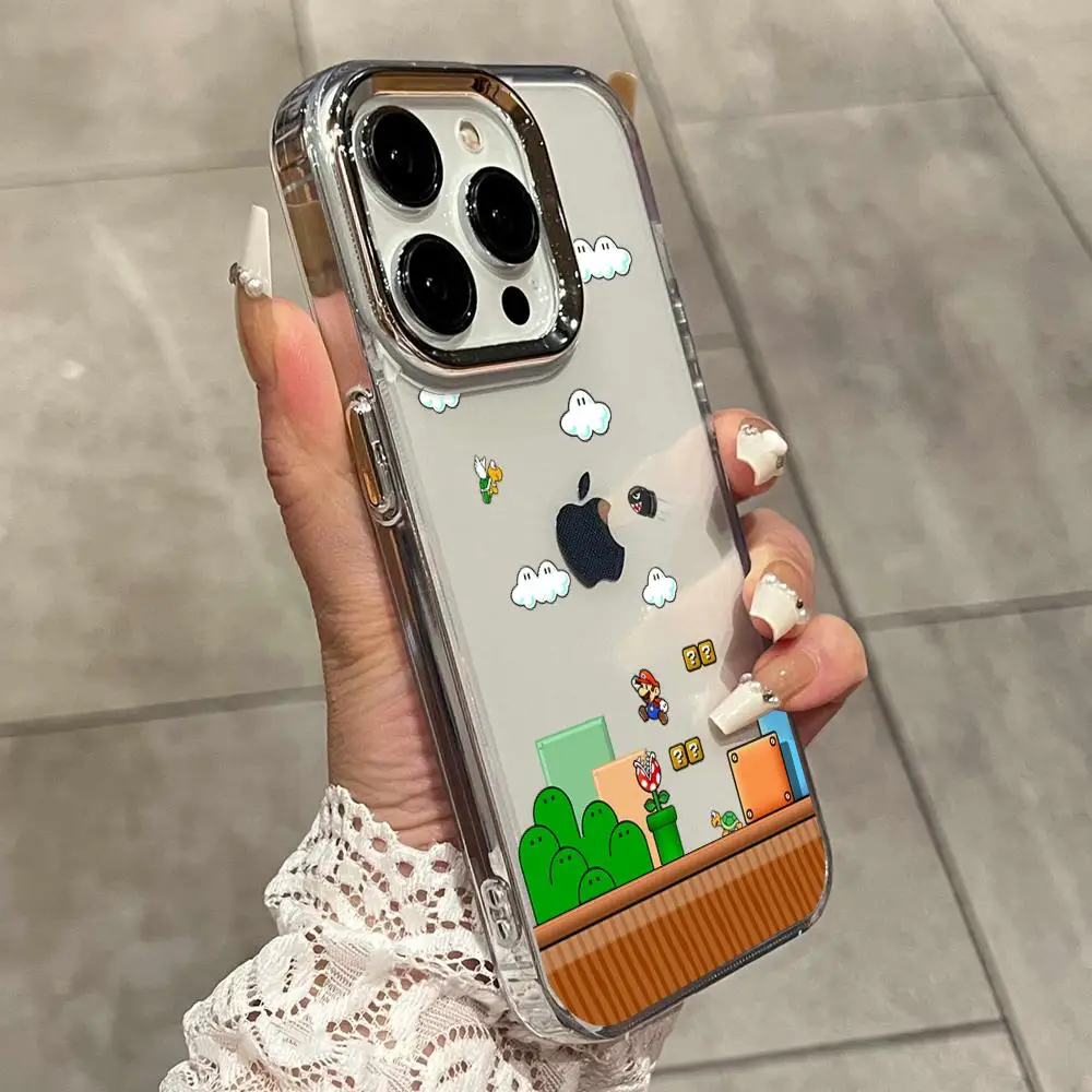 Фото Прозрачный чехол Super M-Marios B-Bros с гальваническим покрытием для iPhone 17 Air, 16 E, 15, 14 Plus, 13, 12 Mini, 11 Pro HYBXAXC №2