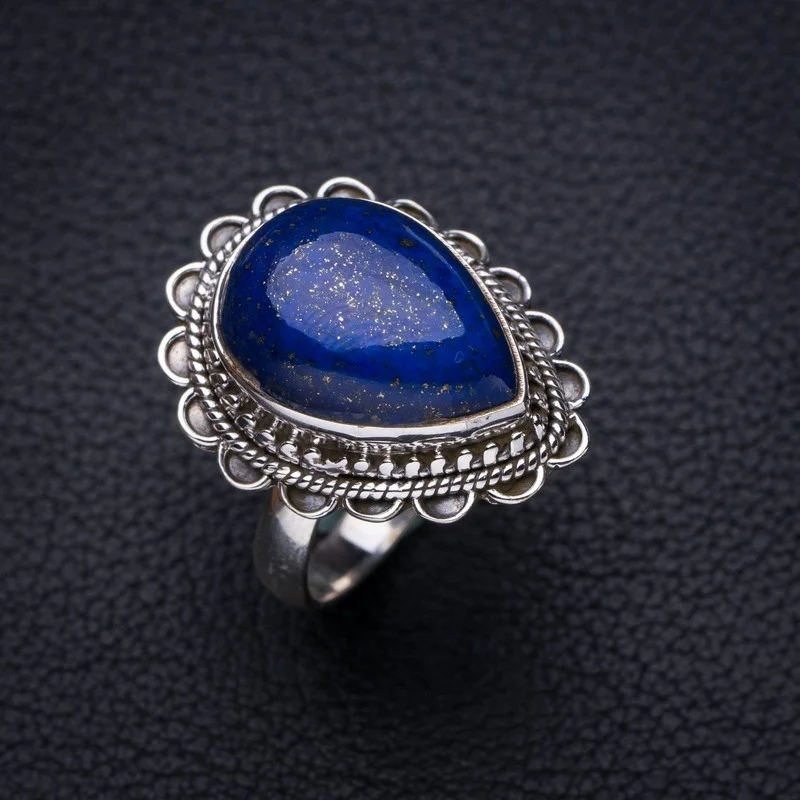 

StarGems Natural Lapis Lazuli Handmade 925 Sterling Silver Ring 9 E8614