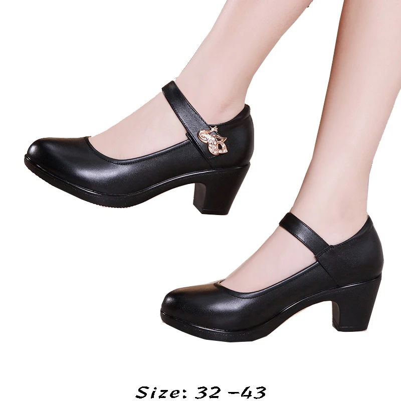 

женская кожаная обувь высокого качества на платформе и среднем каблуке 5 см с круглым носком 32 33 42 43 элегантная и модная обувь черного и белого цветов