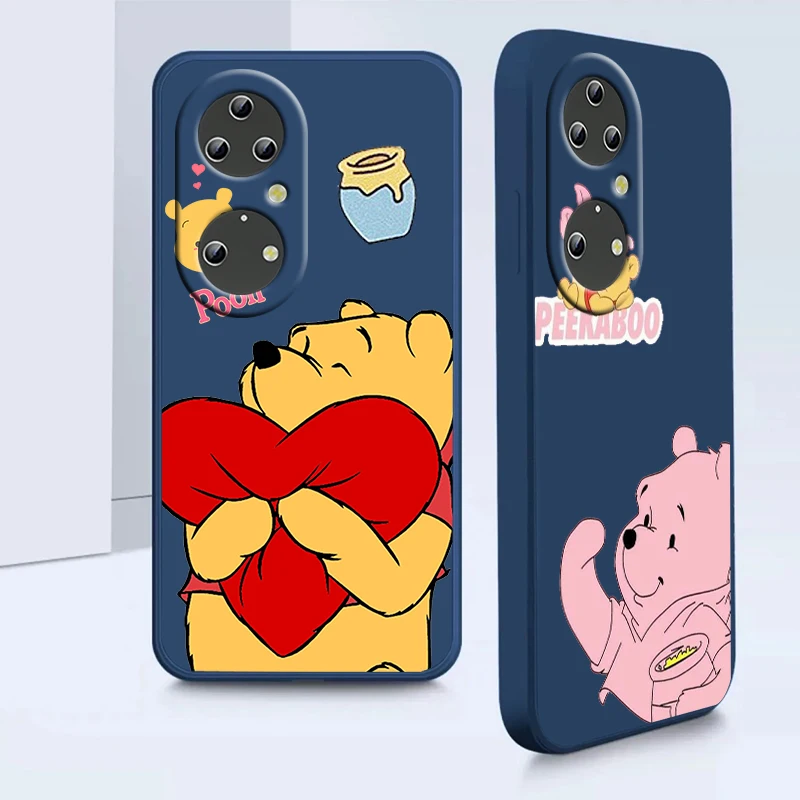 

Liquid Rope Cover Winnie the Pooh Disney Art Phone Case For Huawei P50 P40 P30 P20 Pro Lite E Nova Y70 5T 9 Y9S Y9A Y9 Y6 5G