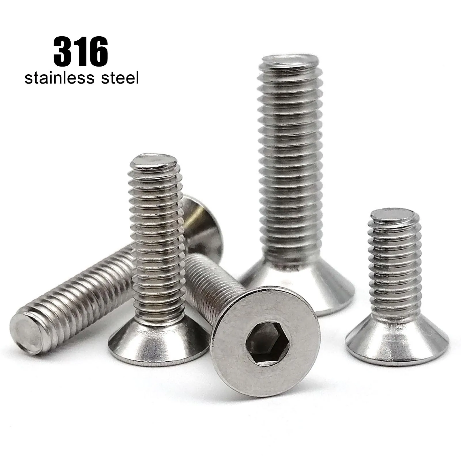 

1/10/50X M2 M2.5 M3 M4 M5 M6 M8 M10 M12 DIN7991 316 A4 Stainless Steel Allen Hexagon Hex Socket Head Flat Countersunk Bolt Screw