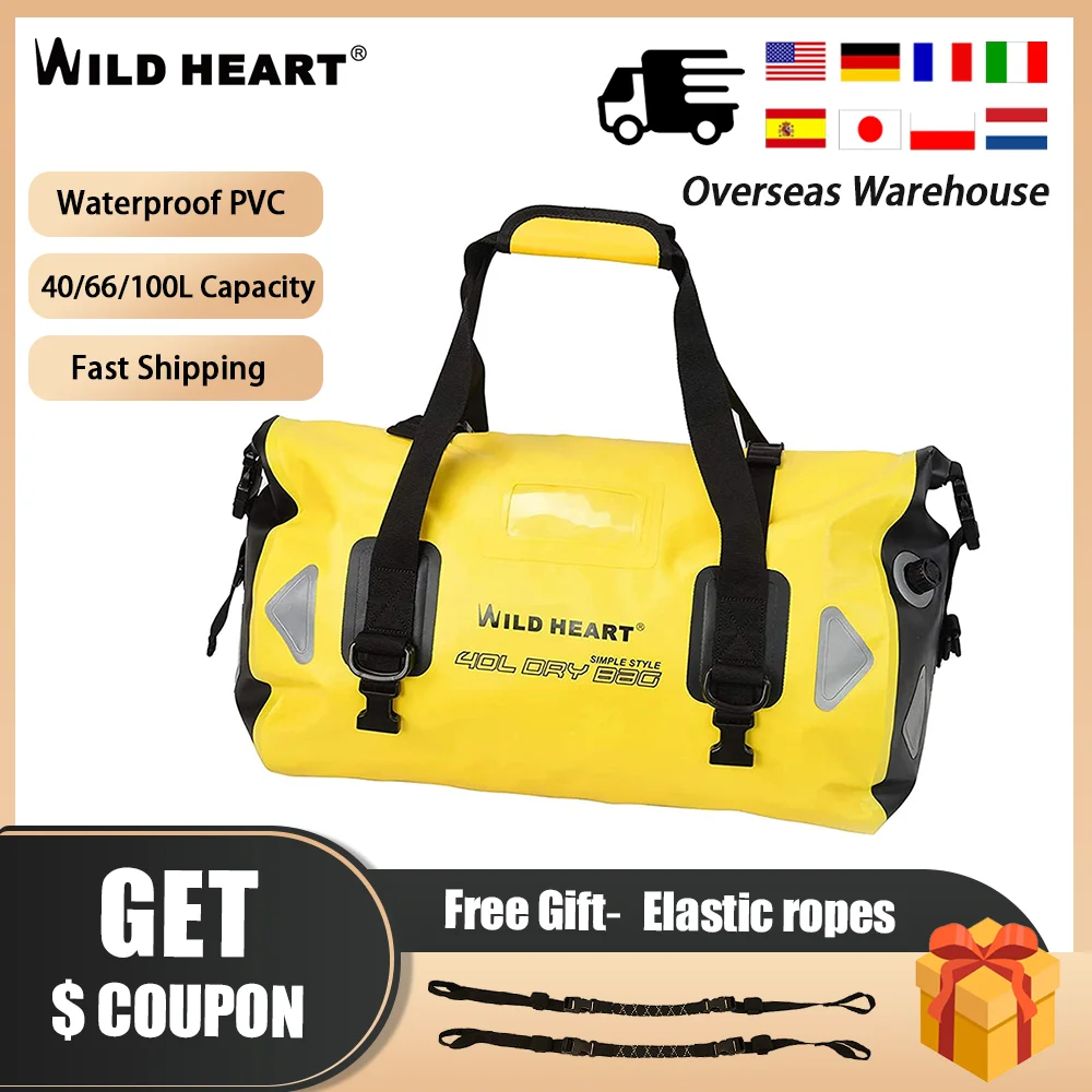 Overseas Warehouse PVC Waterproof Motorcycle Bag Dry Bag Motor Duffle Bag With Shoulder Strap For Travel Camping Swimming Diving