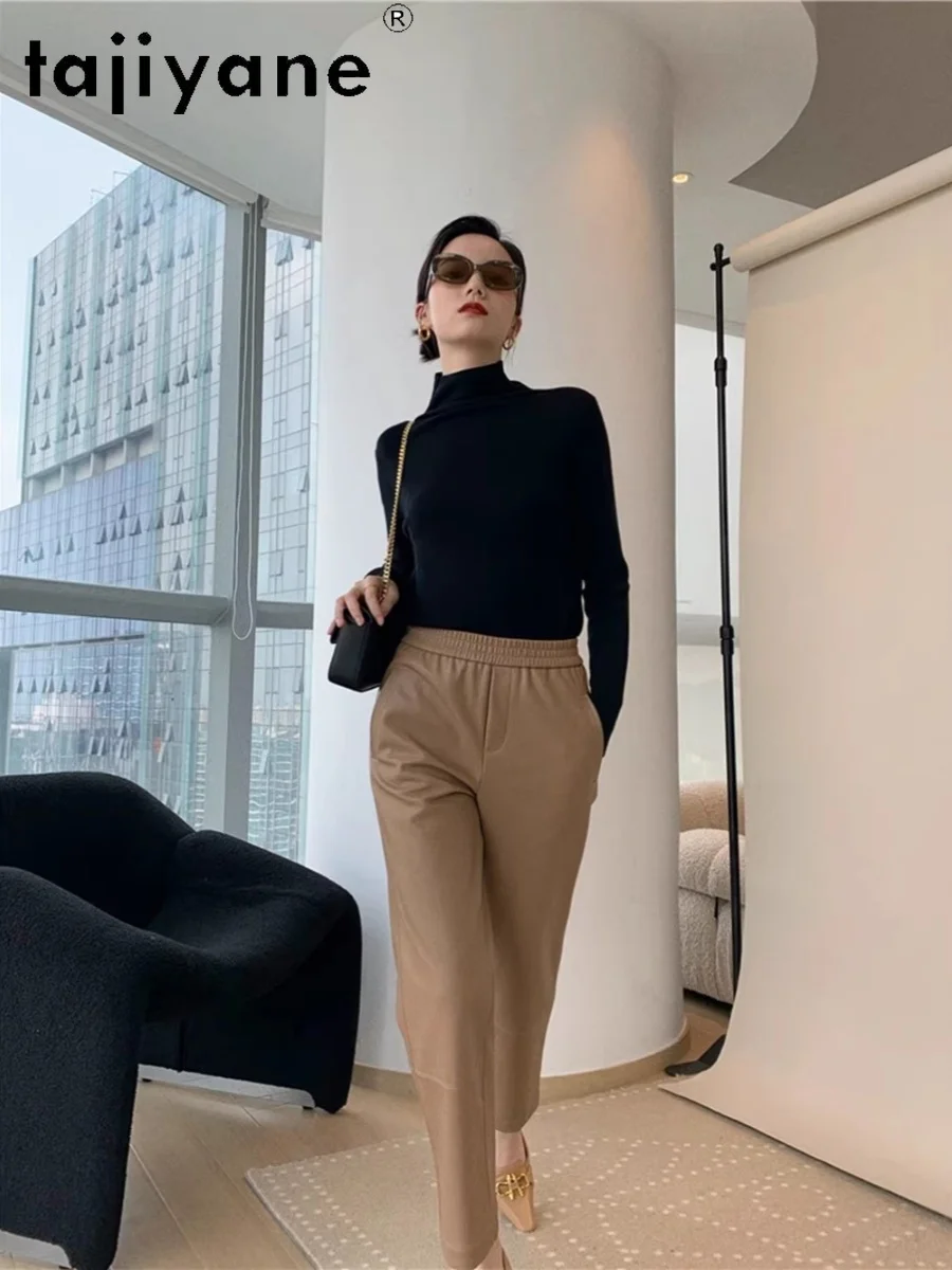 TAJIYANE брюки из натуральной овчины женские корейские модные мешковатые до