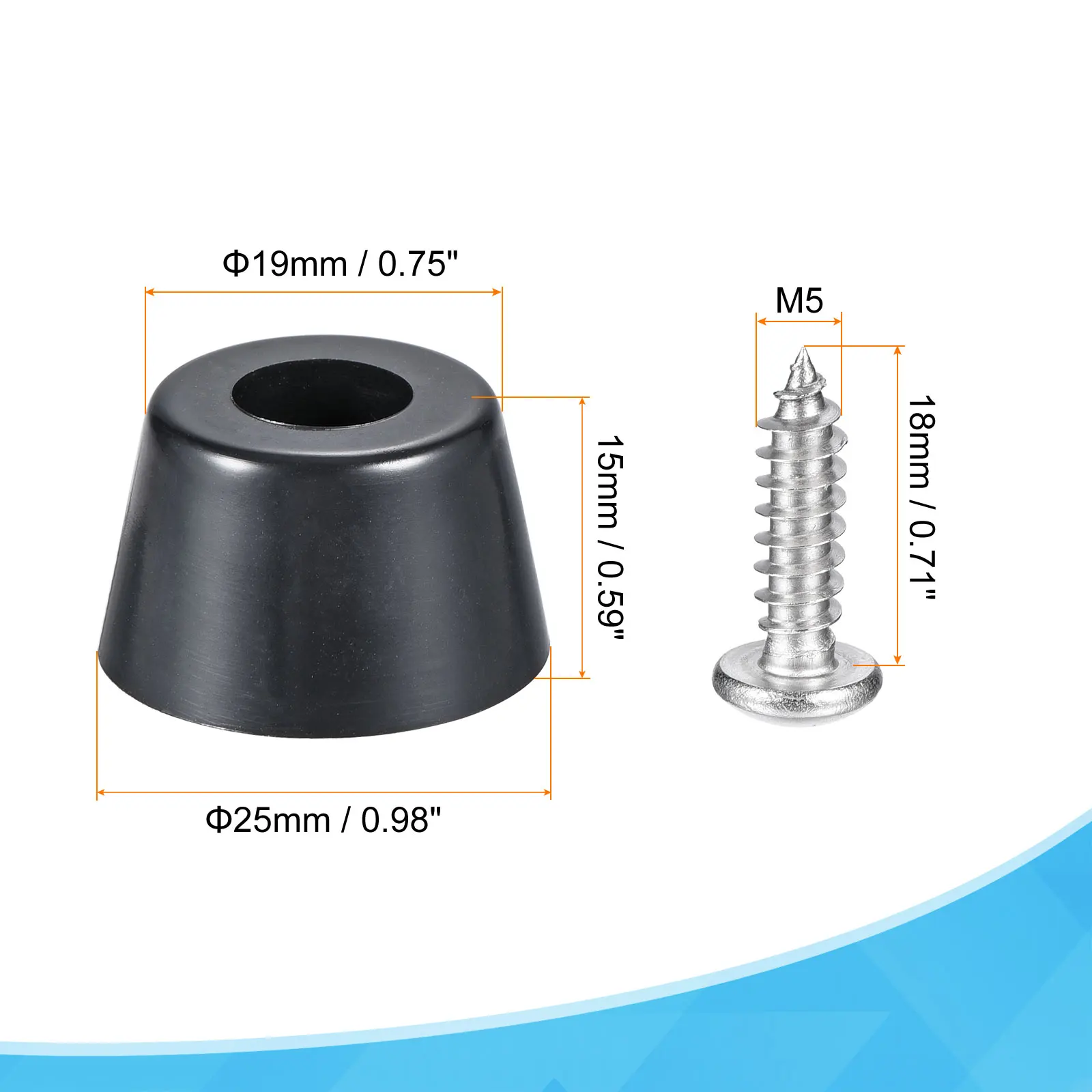 Uxcell 24 шт 0 59 &quotH x 98&quot W резиновый бампер ноги w шайба и винты из нержавеющей стали