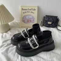 2022 british style lolita shoes femme pu slip on platform woman vulcanize shoes lace zapatillas mujer vintage ladies footwear
