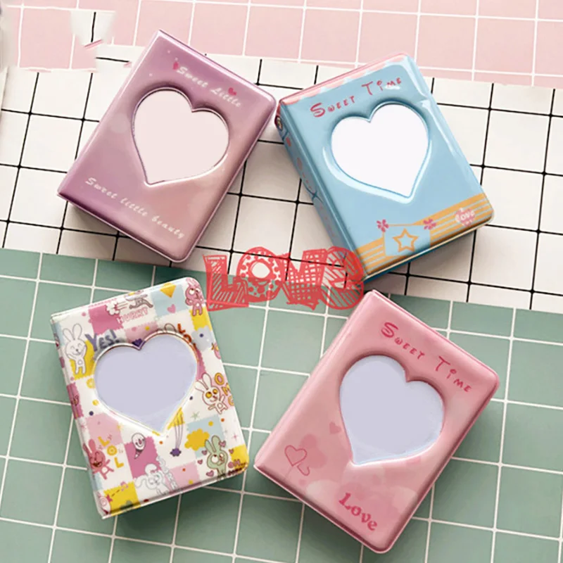 

Kawaii Rabbit 3 Inch Photo album Hollow Love Heart Kpop Card Name Card Book 40 Pockets Picture Storage Case Photocard Holder