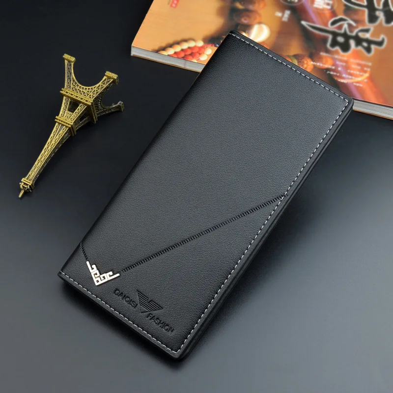 New Hot Men PU Leather Wallets Men's Long Design Causal Purses Male Folding Wallet Coin Card Holders High Quality Slim Money Bag