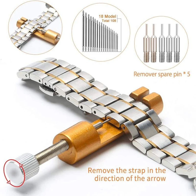DIY Watch Repair Tool Kit Watch Strap Ring Buckle Battery Remover Replacement Adjustment Repair Tool Kit