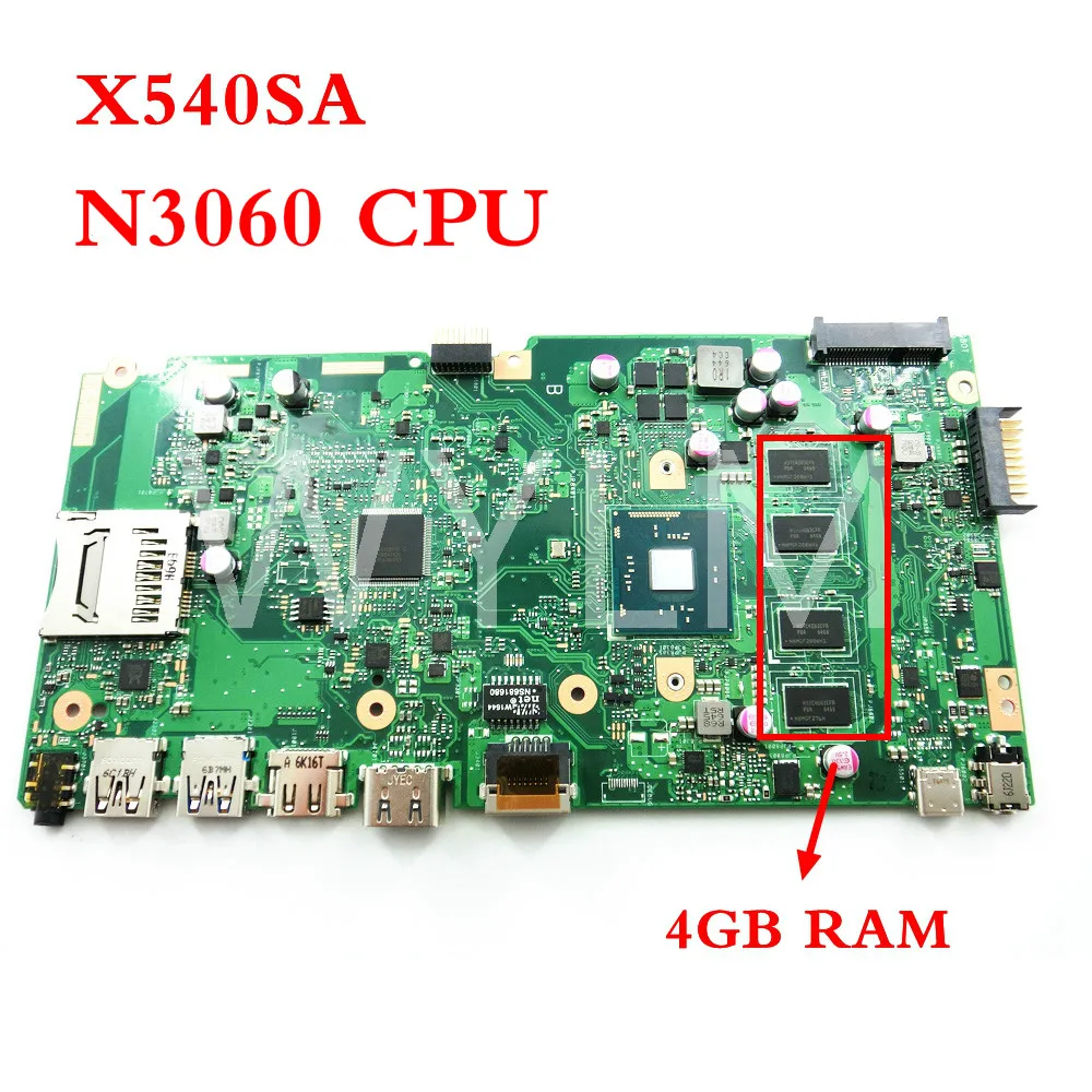 

X540SA встроенный N3060/N3050 ЦП DDR3 4 Гб памяти Материнская плата ASUS X540S X540SA X540SAA F540S материнская плата для ноутбука 90NB0B30-R00031