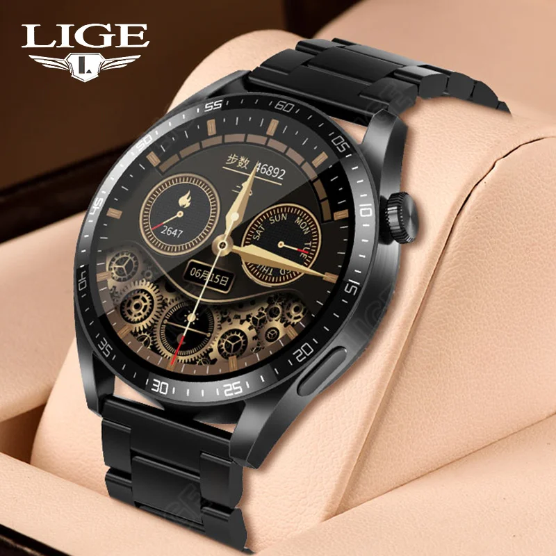 

Смарт-часы LIGE мужские водонепроницаемые с поддержкой Bluetooth и Пульсометром