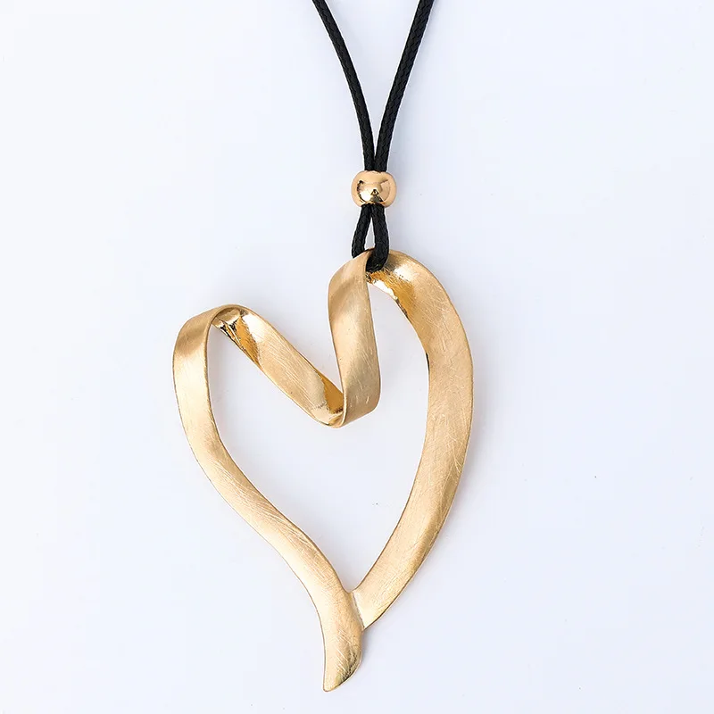 

ELOHYI Long Necklace Big Heart Rope Vintage Statement Geometric Pendants Women Fashion Jewelry Collares Mujer Kolye Jewelry