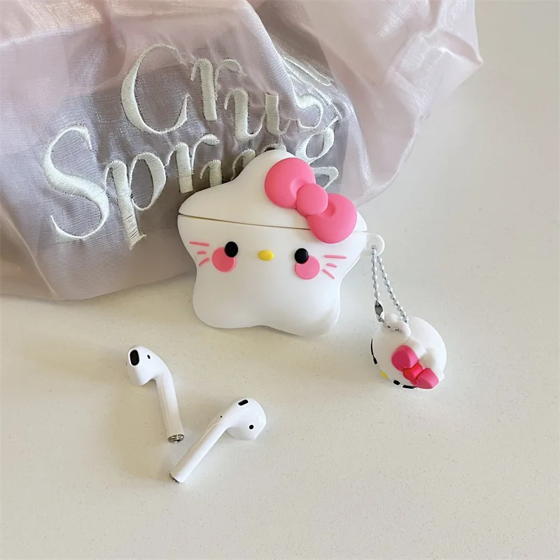 3D Kawaii мультфильм Hello Kitty Star стиль силиконовый чехол для Airpods 1 2 3 Pro аниме защитный