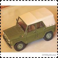 diymymodei 125 scale soviet union uaz 469 kozlik goat jeep diy handcraft paper model kit handmade toy puzzles