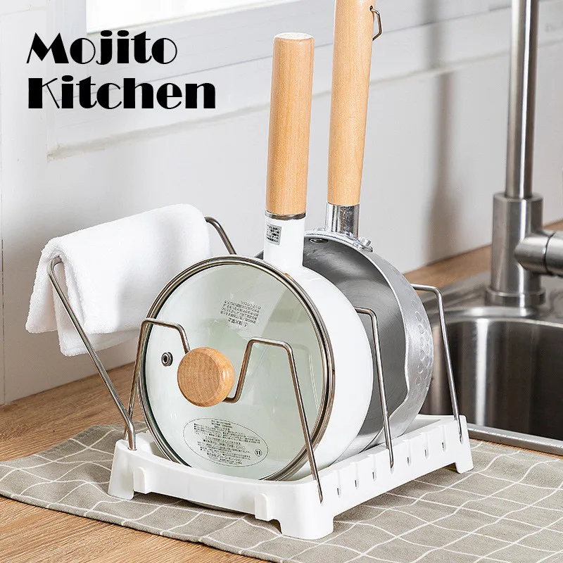 Кухонный шкаф органайзеры для кастрюль и сковородок расширяемая полка хранения