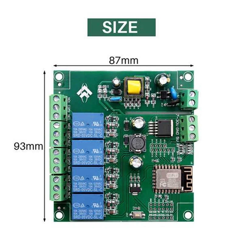 ESP8266ESP-12F WIFI релейный модуль 4 канала AC90-250V/DC7-30V/5V переключатель задержки для Smarthome