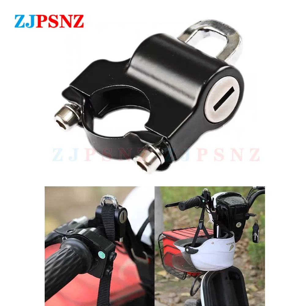 Motorcycle Scooter Helmet Lock 22-28mm Adjustable Handlebars Helmet Security Lock Padlock 2Key Wire Rope Thicken Waterproof