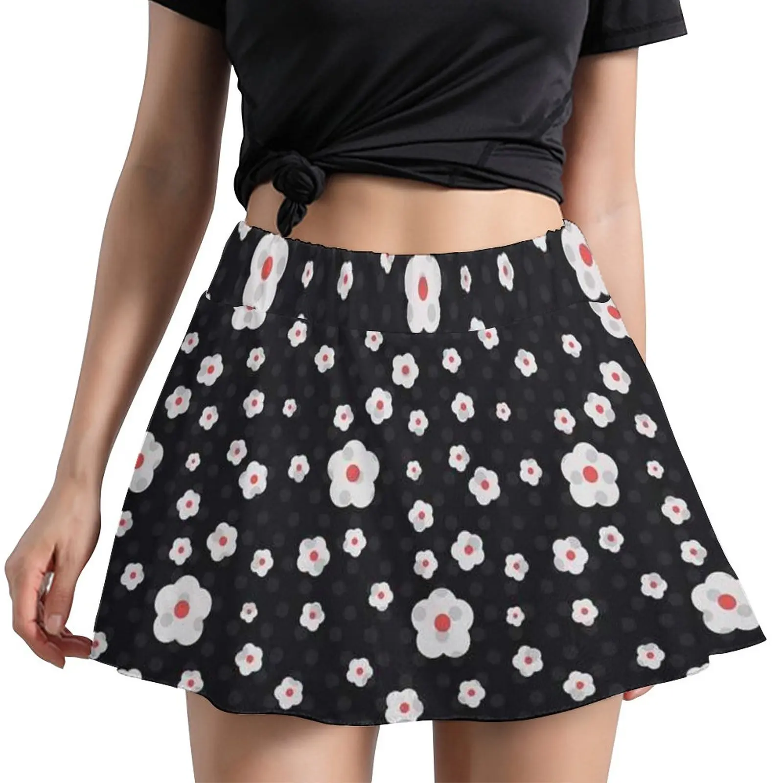 

Cute Flower Print Skirt Pretty White Floral Vintage Mini Skirts Summer High Waist Pattern Street Style Casual Skirt 4XL 5XL 6XL