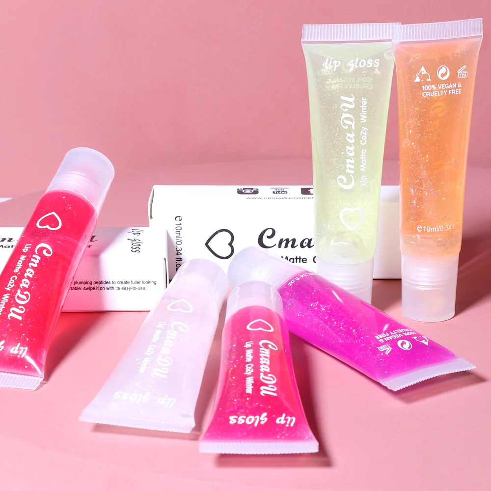 

Lip Glaze 10ml Mirror Water Lip Gloss Makeup Lipstick Transparent Colorless Glass Lip Oil Moisturizing Longlasting 6 Colors