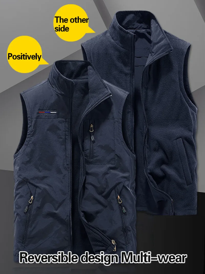 Мужской уличный жилет для рыбалки Двусторонняя одежда Свободный с