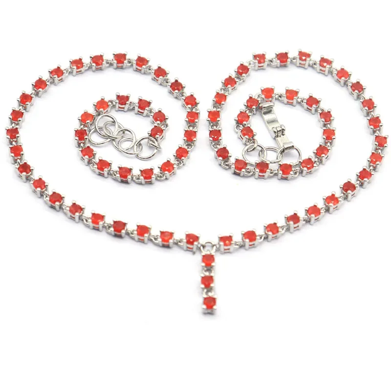 14g Customized 925 SOLID STERLING SILVER NECKLACE Real Red Ruby Green Emerald Daily Wear 19.0inch