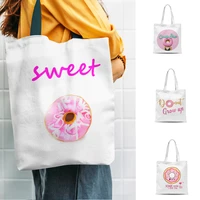 2022 new fashion bunny donut tote bags shopping bag for womens high capacity designer pink cute simple canvas shoulder bags