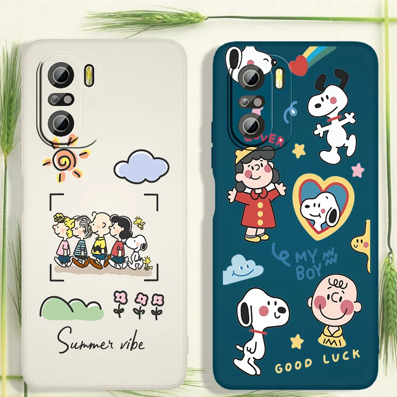 

Nice snoopy For Xiaomi Redmi K50 K40 10X 10 9T 9AT 9A 9C 9 8A 8 7 6A 5A Gaming Pro Liquid Rope Cover Funda Soft Phone Case Capa
