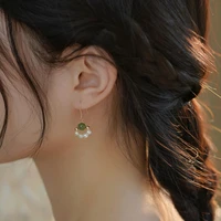 simple lady pearls fashion design party copper hetian jade dangle earrings women earrings korean jewelry accessories