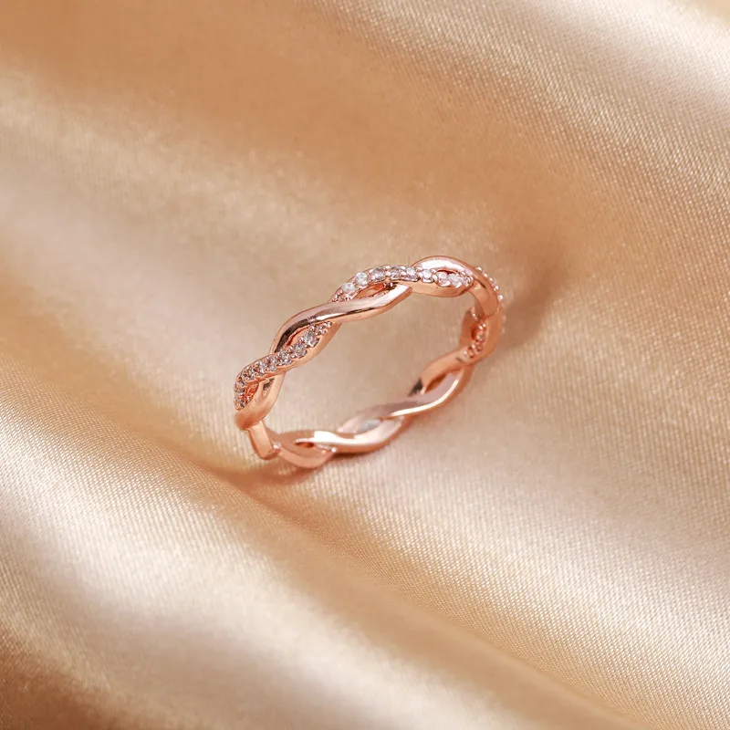 

Classic Wedding Ring For Women Girls Simple Classical color Mini Crystal Brass Rose Gold Color Rings Fashion Jewelry Accessories