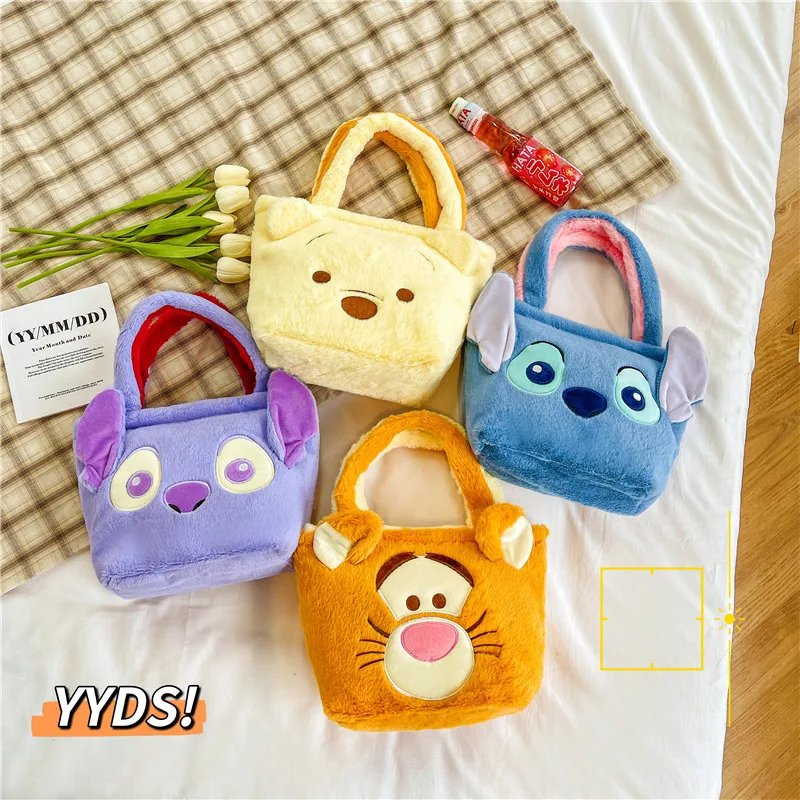 

Disney New Plush Bag Cartoon Stitch Cute Winnie the Pooh Children's Shoulder Bag frozen Girl Doll Handbag