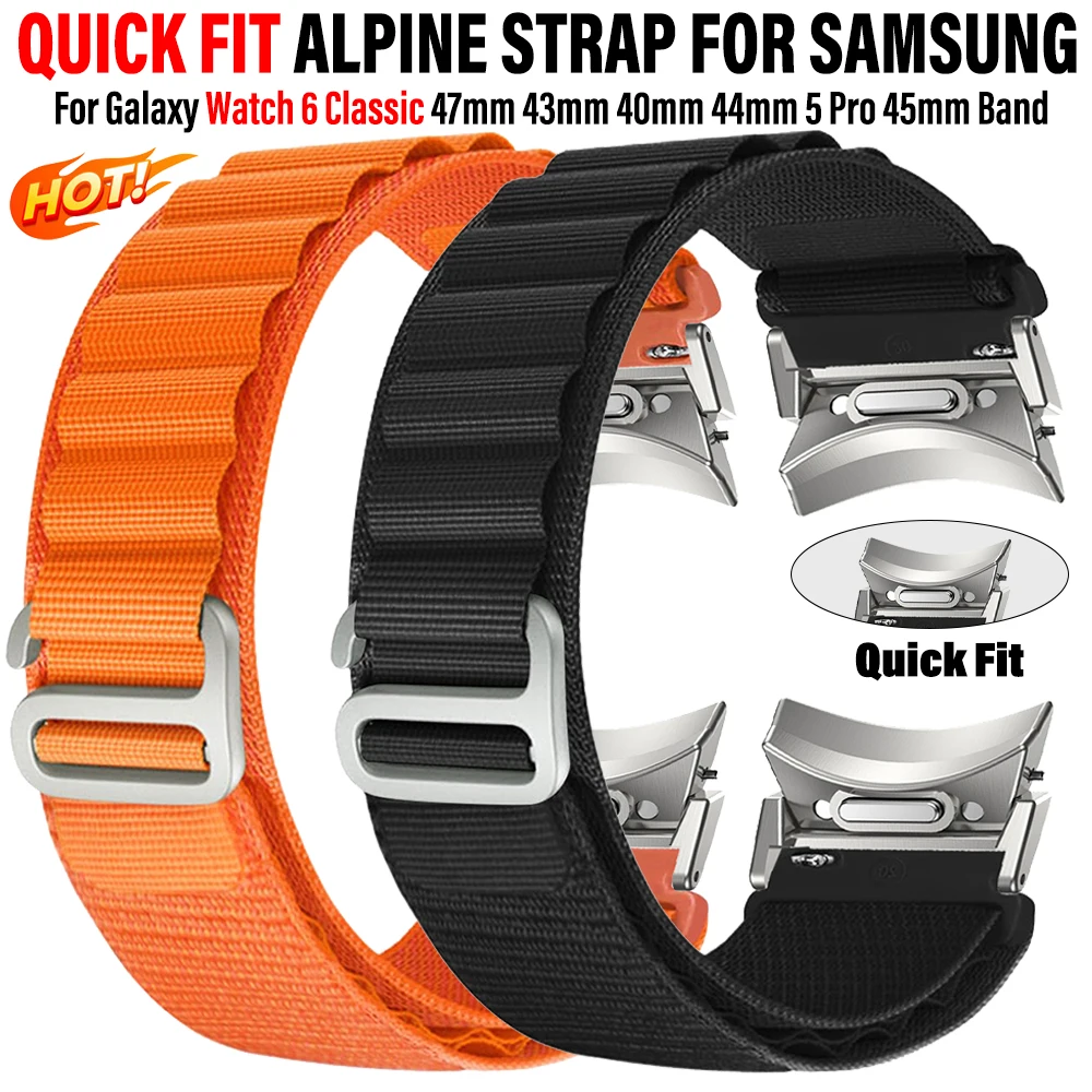 

Alpine Loop Strap For samsung Galaxy Watch 6 Classic 43 47mm 4/5/6 44 40mm Nylon Quick Fit Band For 5Pro 45mm 42mm 46mm Bracelet