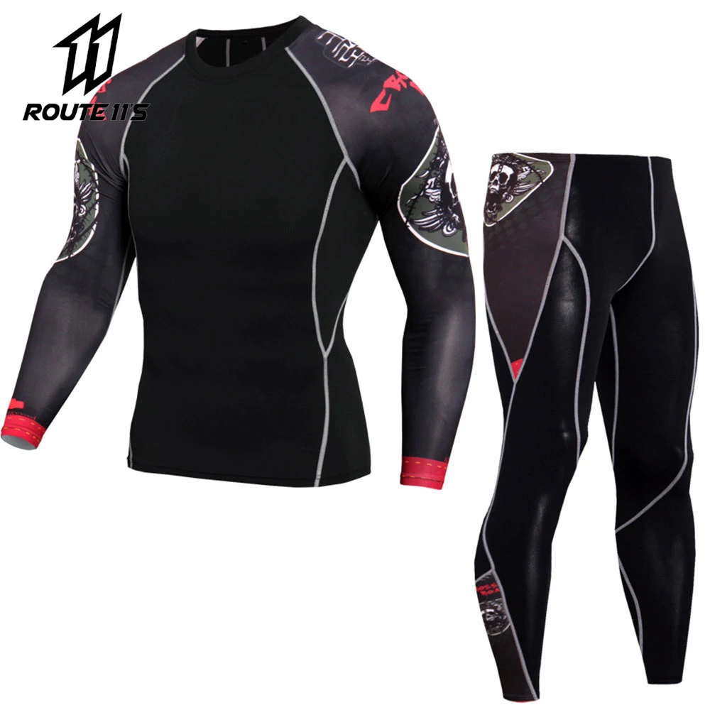 

Men Motorcycle Jacket +Pants Summer Quick Dry Sport Suit Running T-shirt Set Breathable Tight Long Tops & Pants For Moto Women