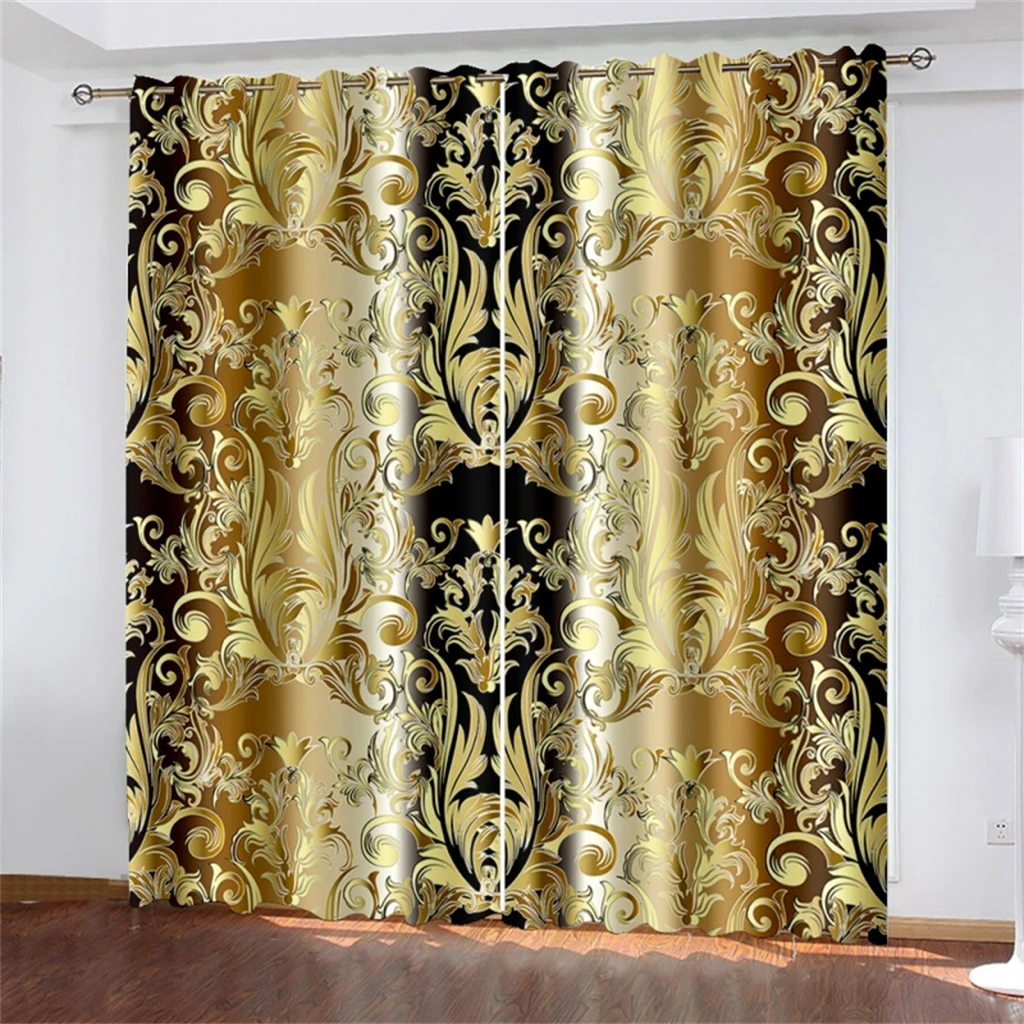 Шторы с богемным узором декоративные занавески синего золотого желтого цветов