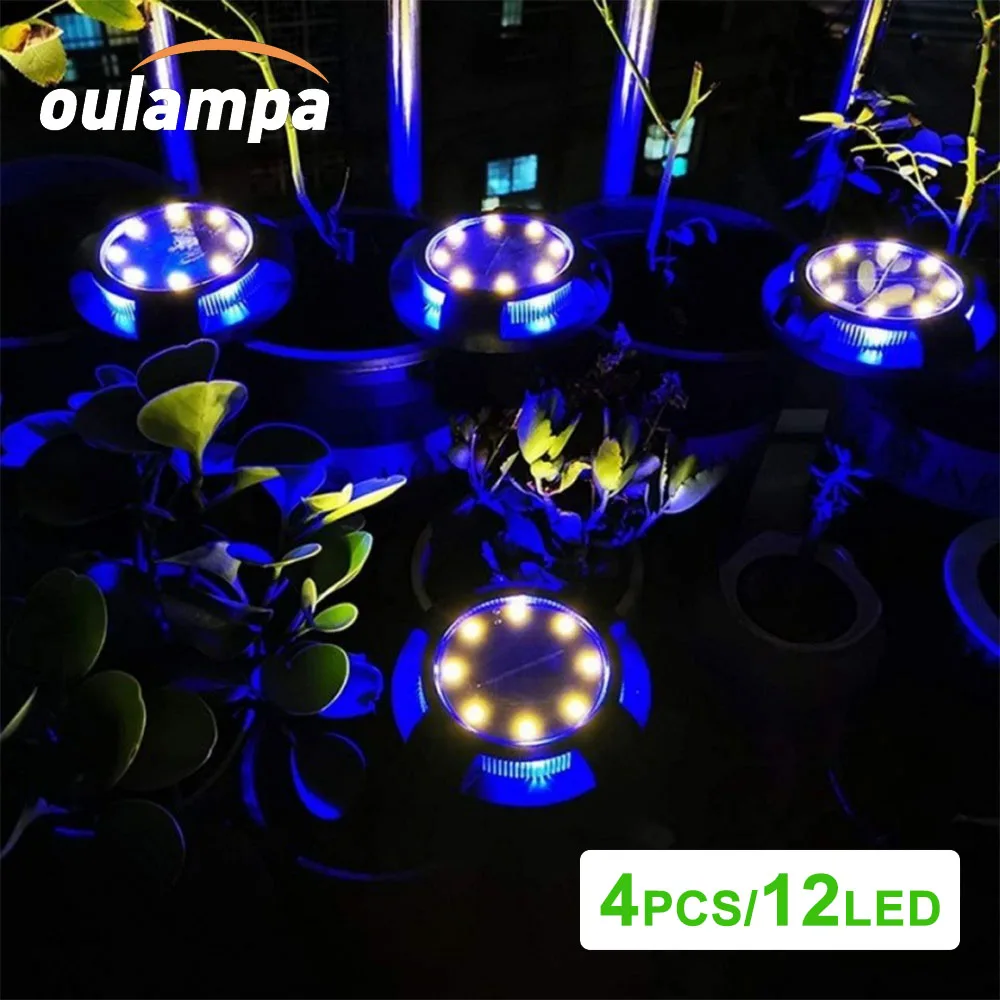 

4PCS 12LED Garden Solar Ground Light for Pathway Lawn Courtyard Patio Stairs Villa IP65 Waterproof Landscape Decoration Lamp
