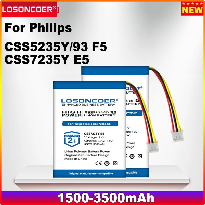 Аккумулятор LOSONCOER 1500-3500 мАч для Philips Fidelio CSS5235Y/93 F5 CSS7235Y E5