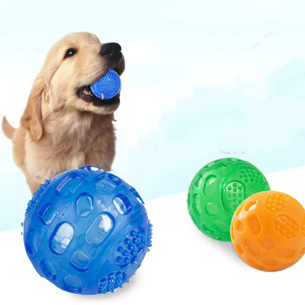 

Pet Dog Toys Ball Bite-resistant Sounding Chew Toy TPR Elastic Balls Molar Cleaning Teeth for Medium Small Dogs Pet Supplies