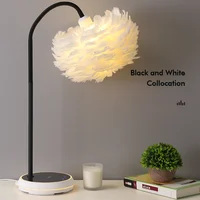 5W LED Table Lamp Eye Protection Reading Table Lamp for Living Room Bedroom Feather Lampshade Home Decoration 3000K AC110V 220V