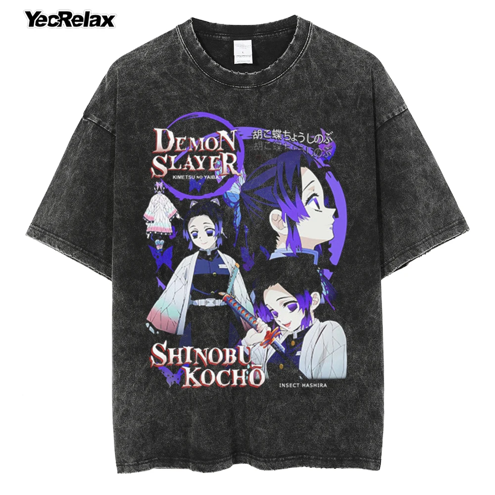 

2022 Men Harajuku Cotton Tees Oversize Men Vintage T-Shirt Streetwear Hip Hop Men Japanese Anime Print Washed Distressed Tshirt