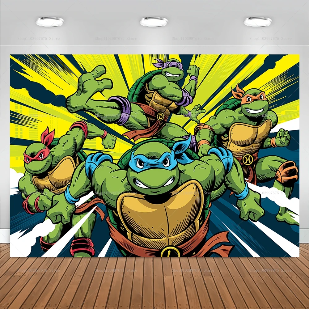 Фон С Черепахой И Ниндзя Для Мальчиков Детей Декор Фотосъемки На День Рождения