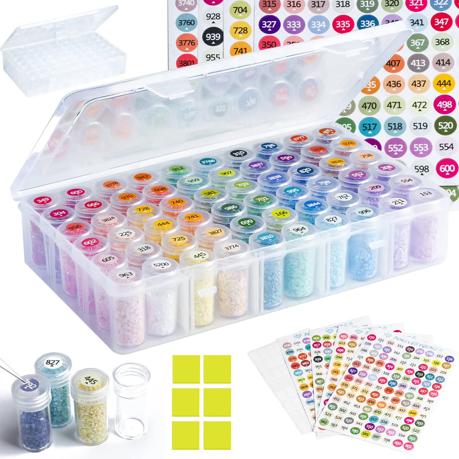 

60/24, контейнеры для хранения для алмазной живописи с наклейками, прозрачная пластиковая коробка для хранения, для хранения украшений, бусин Oragnizer чехол