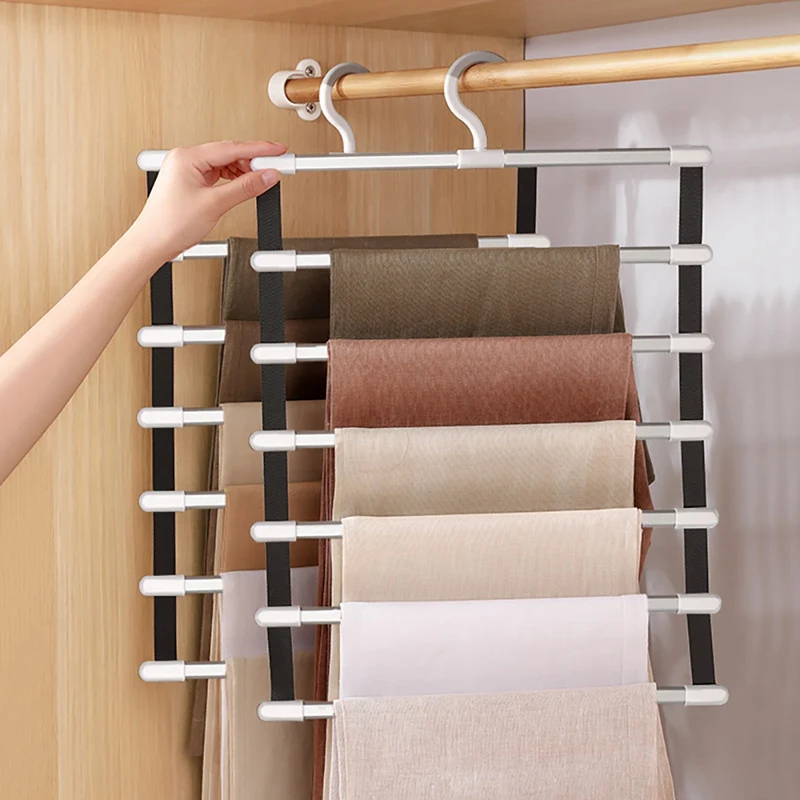 

Pants Hangers Space Saving Trouser Storage Racks Home Closet Wardrobe Multi Layer Pants Rack Clothing Storage