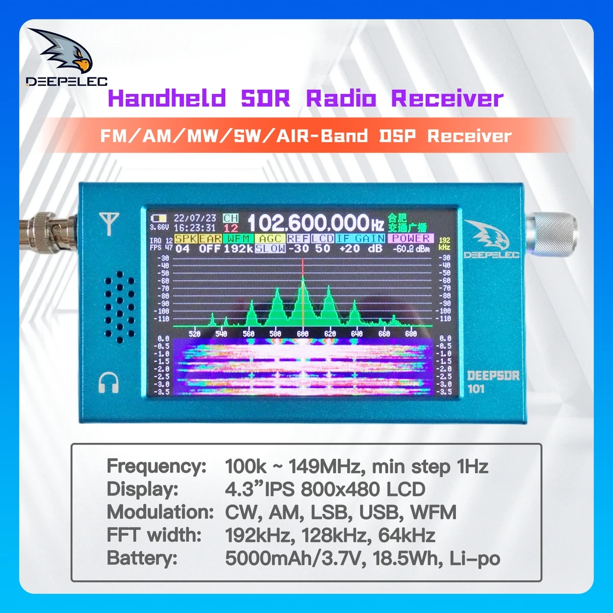 

DeepSDR SDR Radio Software Defined Radio DSP Digital Demodulation Shortwave CW SSB AM FM Broadcast Receiver
